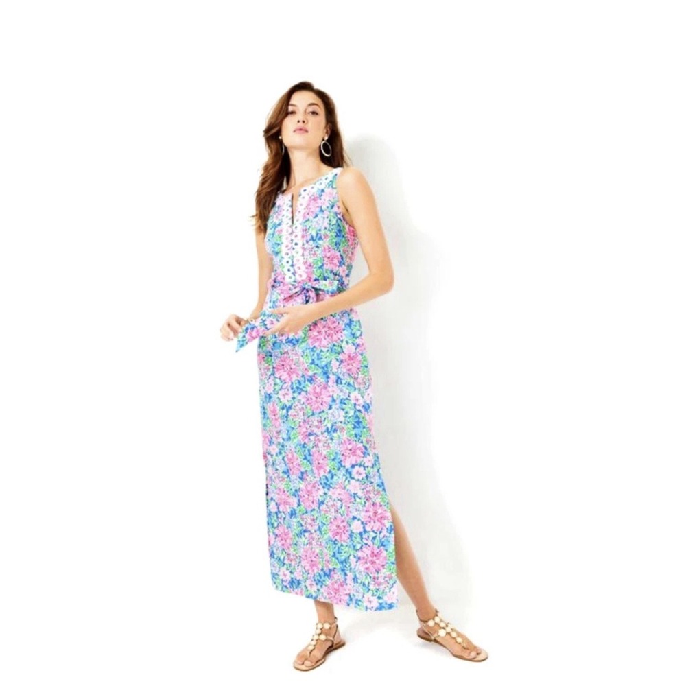 NWT LILLY PULITZER 16 GULIANNA STRETCH MAXI SHIFT DRESS SPRING IN YOUR STEP 298$